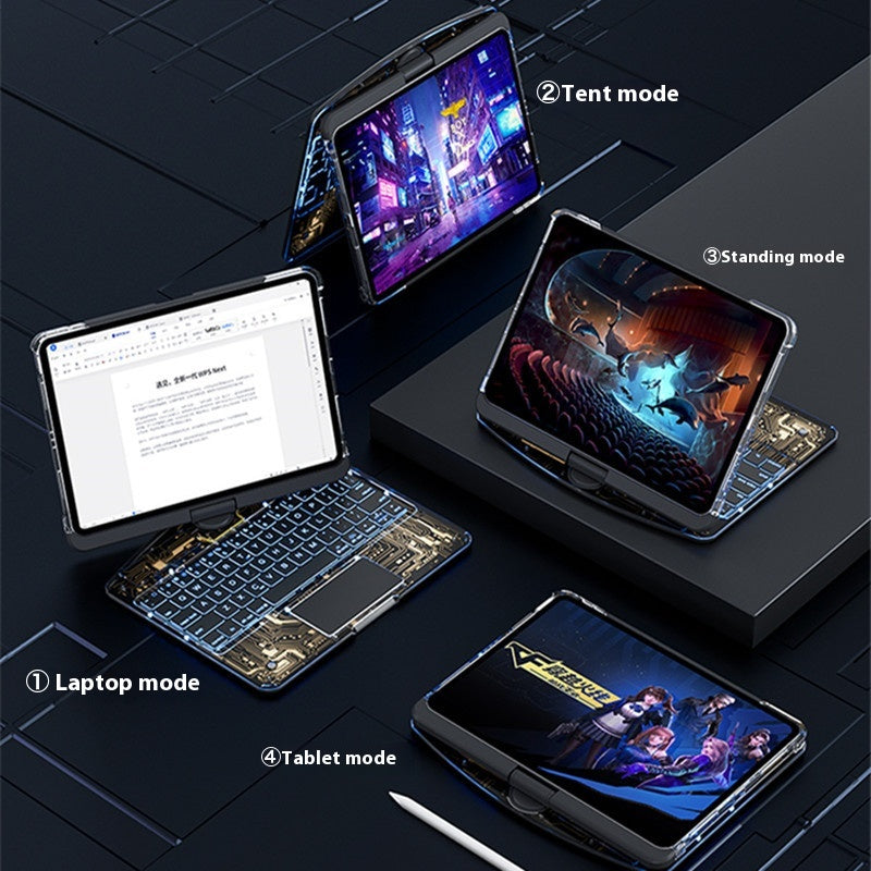 360 Swivel Keyboard Clear Case for Ipad Smart Trackpad Bluetooth-Compatible Keyboard Case Cover with Pen Slot