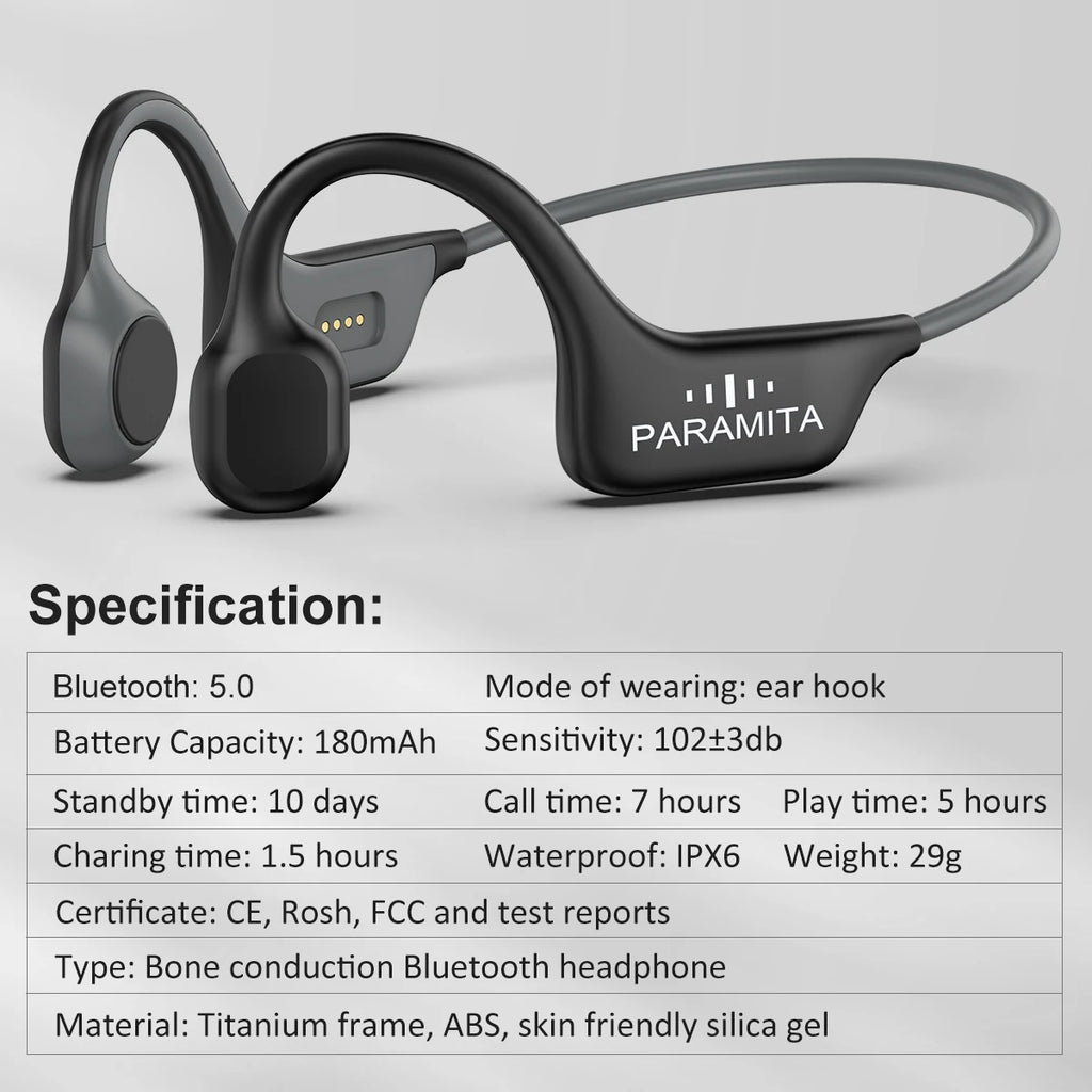 2024 Classic DG08 Bone Conduction Headphone Wireless Bluetooth Headset with MIC BT 5.3 Waterproof for Sport Running Workouts