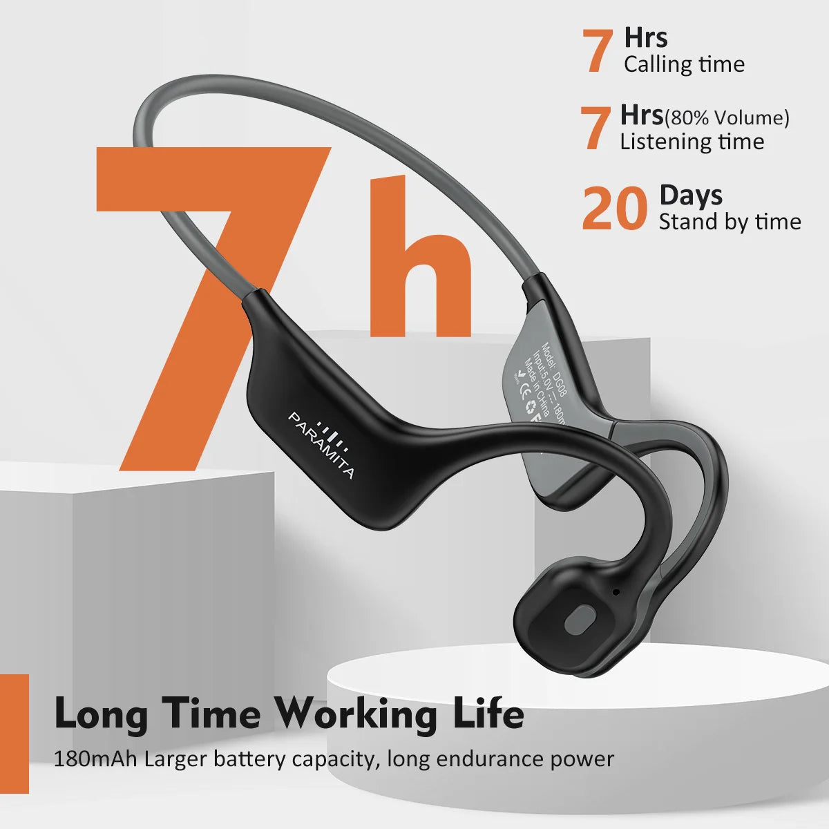 2024 Classic DG08 Bone Conduction Headphone Wireless Bluetooth Headset with MIC BT 5.3 Waterproof for Sport Running Workouts