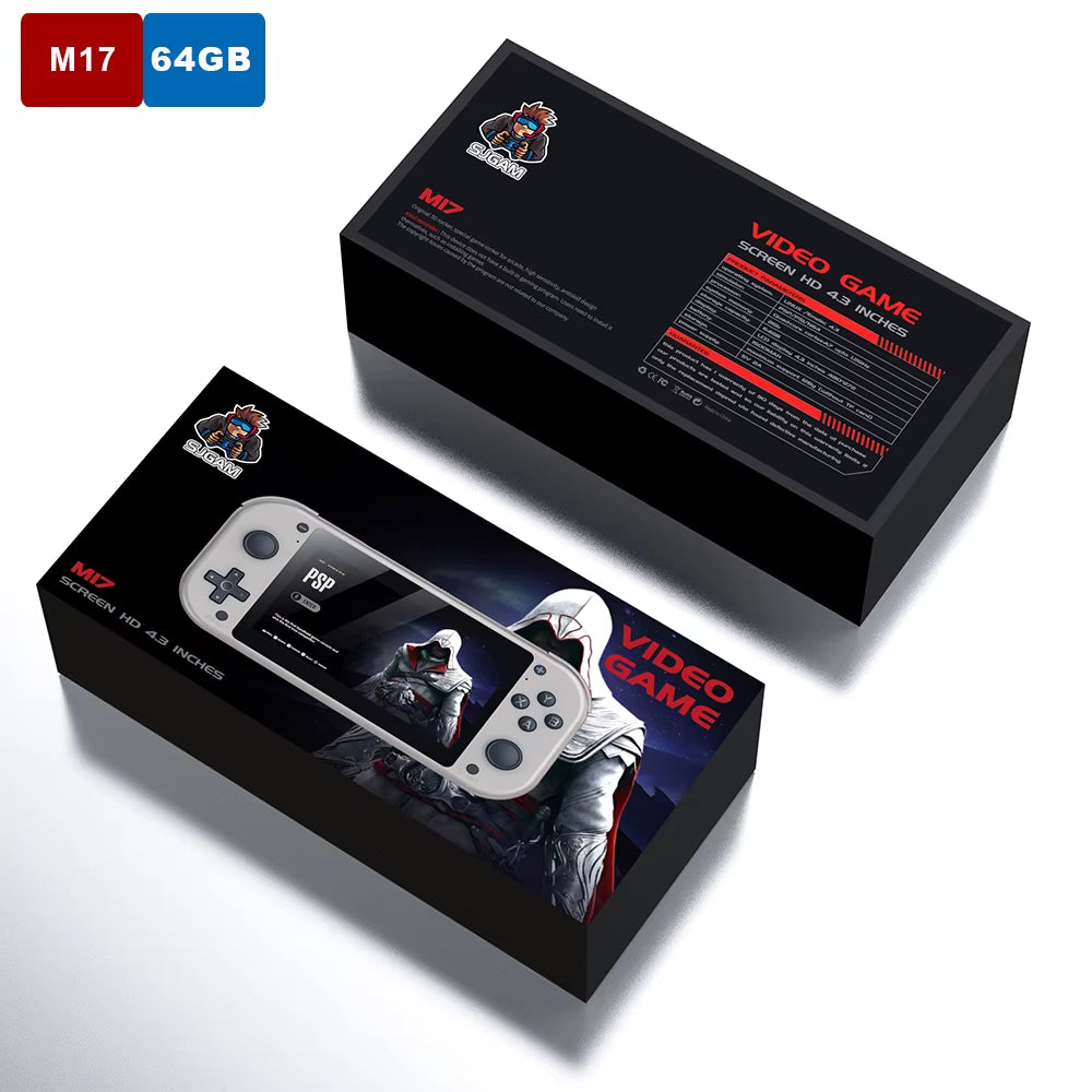 M17 Retro Handheld Video Game Console Open Source Linux System 4.3 Inch IPS Screen Portable Pocket Video Player 64GB