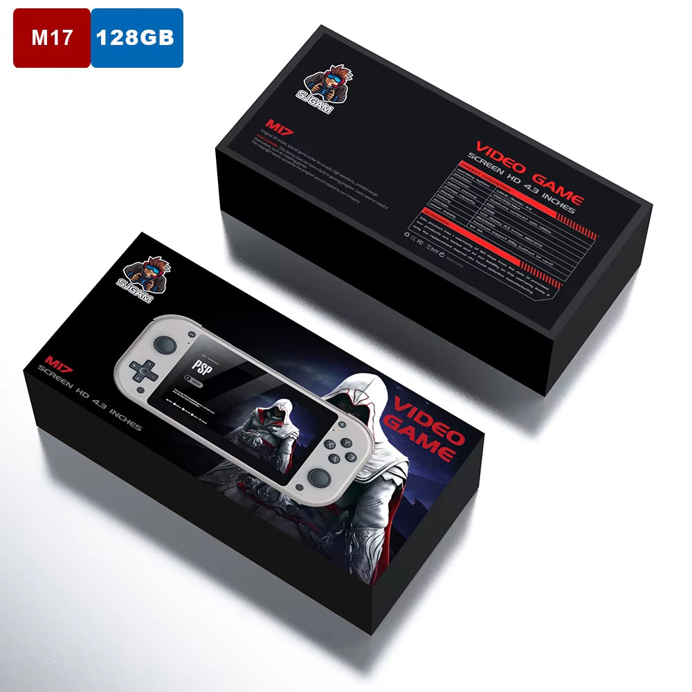 M17 Retro Handheld Video Game Console Open Source Linux System 4.3 Inch IPS Screen Portable Pocket Video Player 64GB