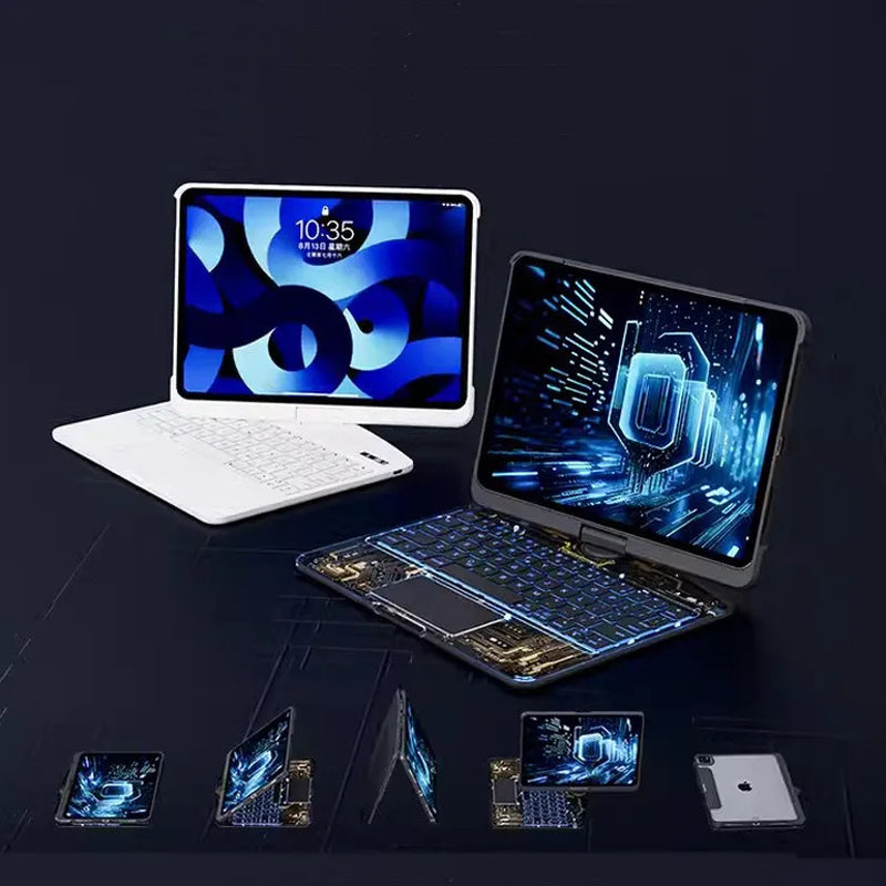 360 Swivel Keyboard Clear Case for Ipad Smart Trackpad Bluetooth-Compatible Keyboard Case Cover with Pen Slot