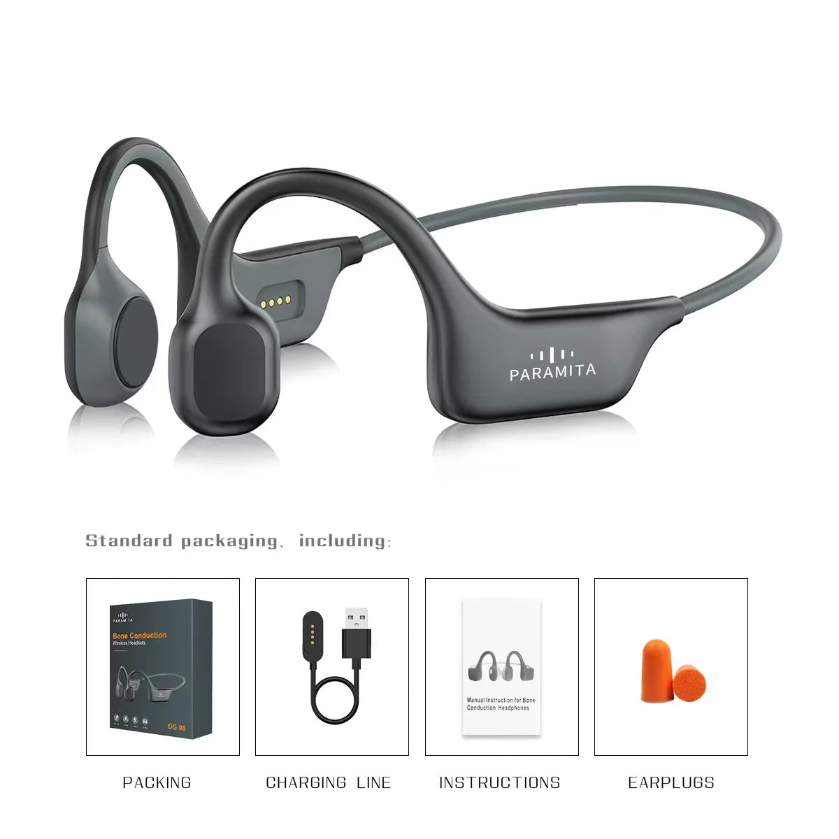 2024 Classic DG08 Bone Conduction Headphone Wireless Bluetooth Headset with MIC BT 5.3 Waterproof for Sport Running Workouts