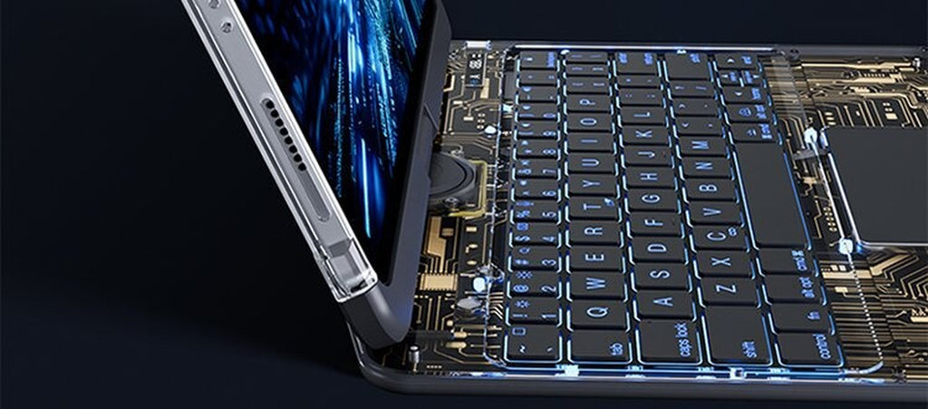 360 Swivel Keyboard Clear Case for Ipad Smart Trackpad Bluetooth-Compatible Keyboard Case Cover with Pen Slot