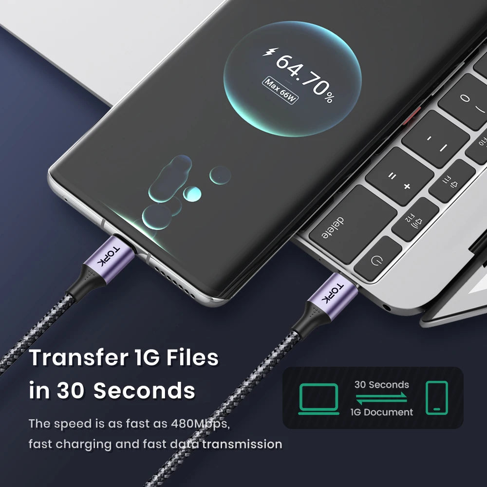 60W PD Fast Charger Cable USB C to USB Type C Cable for Macbook Pro USB C PD Cable Fast Charging for Samsung Xiaomii