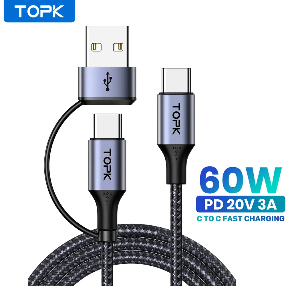 60W PD Fast Charger Cable USB C to USB Type C Cable for Macbook Pro USB C PD Cable Fast Charging for Samsung Xiaomii