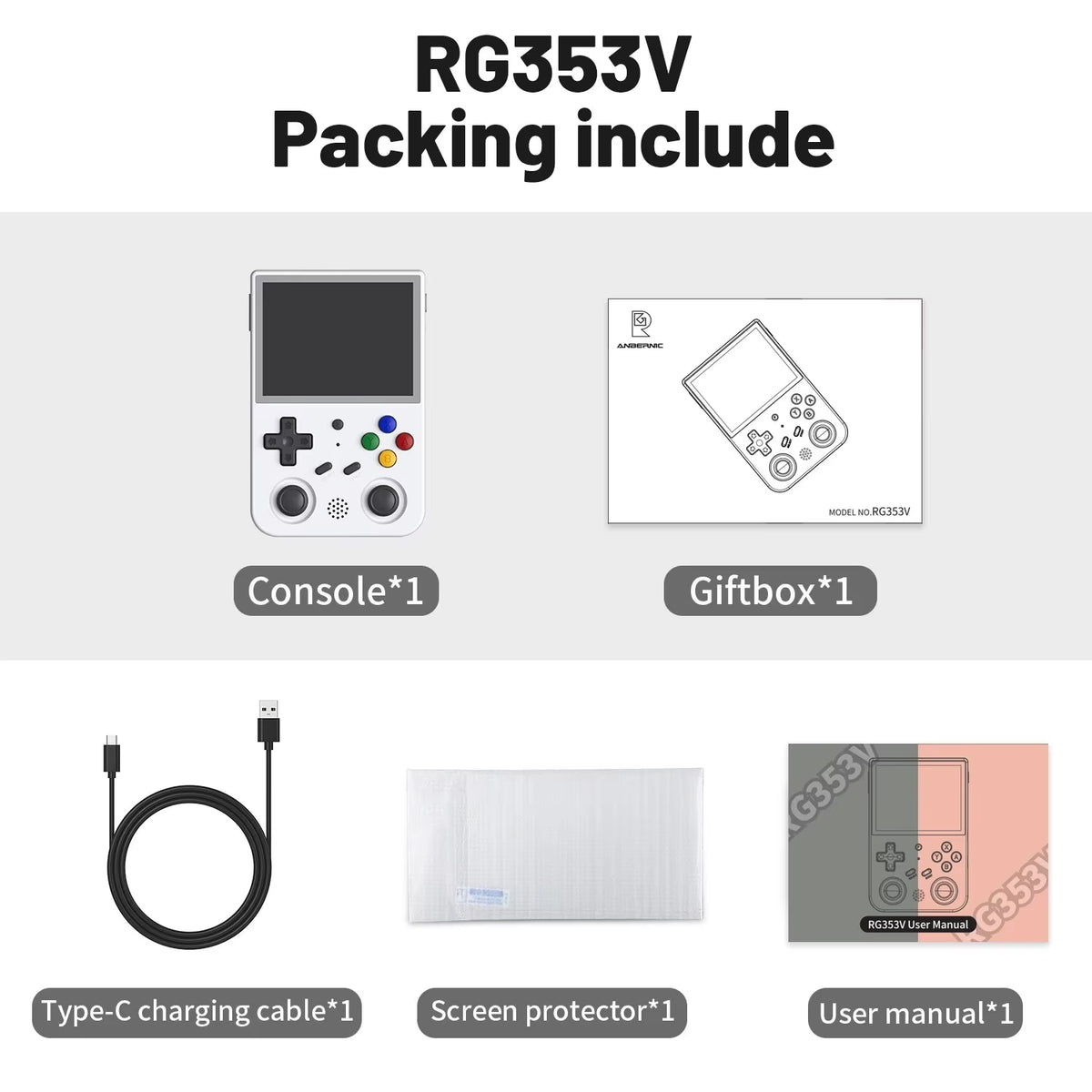 RG353V RG353VS Handheld Gam Console 3.5'' IPS Screen HDMI Output Android Linux OS Built-In Retro Emulator Player Gifts
