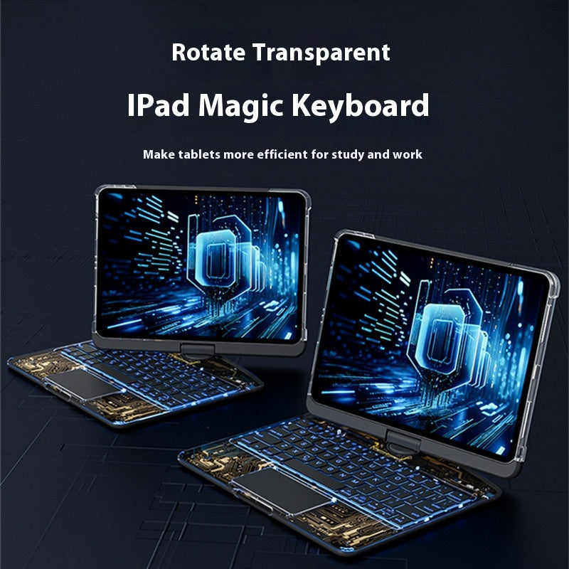 360 Swivel Keyboard Clear Case for Ipad Smart Trackpad Bluetooth-Compatible Keyboard Case Cover with Pen Slot