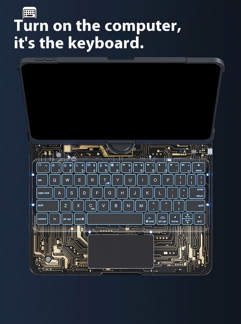 360 Swivel Keyboard Clear Case for Ipad Smart Trackpad Bluetooth-Compatible Keyboard Case Cover with Pen Slot